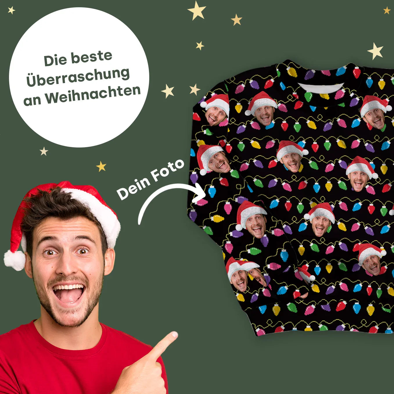 Personalisierter Ugly Christmas Sweater "Lichterkette"